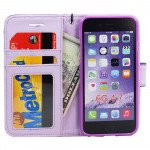 Wholesale iPhone 6 Plus 5.5 Folio Flip Leather Wallet Case with Strap (Purple)